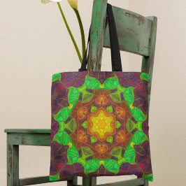 Mosaik Mandala Blume Gelb und Lila Tasche