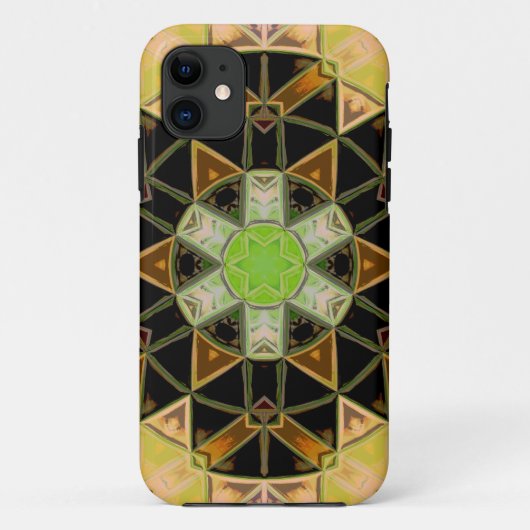 Mosaik Mandala Blume Gelb und Schwarz Case-Mate iPhone Hülle (Rückseite)