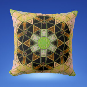 Mosaik Mandala Blume Gelb und Schwarz Kissen