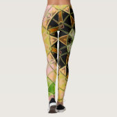 Mosaik Mandala Blume Gelb und Schwarz Leggings (Rückseite)