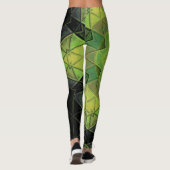 Mosaik Mandala Blume Gelb und Schwarz Leggings (Rückseite)