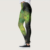 Mosaik Mandala Blume Gelb und Schwarz Leggings (Links)