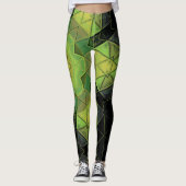 Mosaik Mandala Blume Gelb und Schwarz Leggings (Vorderseite)