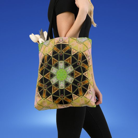Mosaik Mandala Blume Gelb und Schwarz Tasche