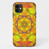 Mosaik Mandala Blume Gelborange und Lila Case-Mate iPhone Hülle (Rückseite)