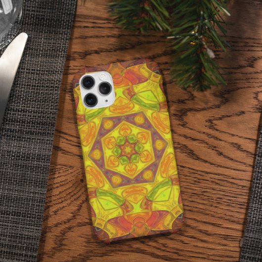 Mosaik Mandala Blume Gelborange und Lila Case-Mate iPhone Hülle