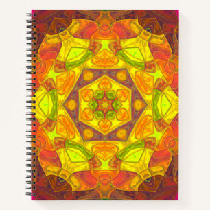 Mosaik Mandala Blume Gelborange und Lila Notizblock