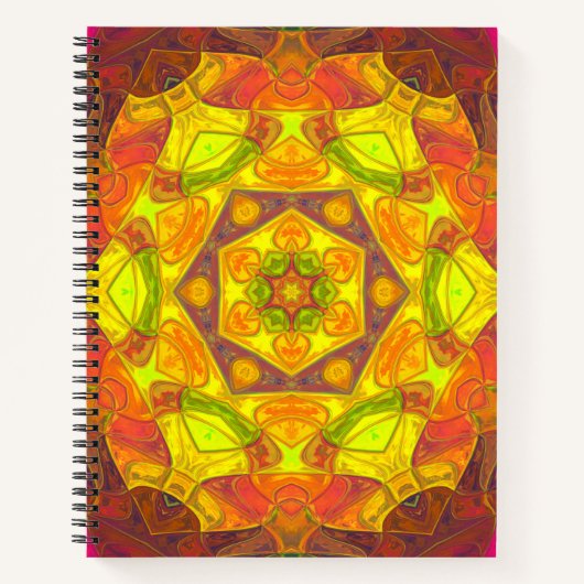 Mosaik Mandala Blume Gelborange und Lila Notizblock (Vorderseite)