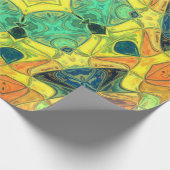 Mosaik Mandala Blume Grün Gelb Blau und Orange Geschenkpapier (Ecke)