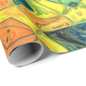 Mosaik Mandala Blume Grün Gelb Blau und Orange Geschenkpapier (Rolleneckpunkt)