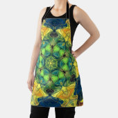 Mosaik Mandala Blume Grün Gelb und Blau Schürze (InSitu)