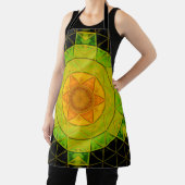 Mosaik Mandala Blume Grün Orange und Schwarz Schürze (InSitu)