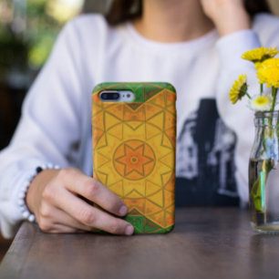 Mosaik Mandala Blume Grün und Gelb Case-Mate iPhone Hülle