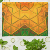 Mosaik Mandala Blume Grün und Gelb Geschirrtuch (Gefaltet)