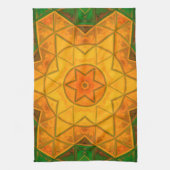 Mosaik Mandala Blume Grün und Gelb Geschirrtuch (Vertikal)