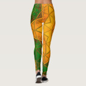 Mosaik Mandala Blume Grün und Gelb Leggings (Rückseite)