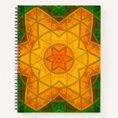 Mosaik Mandala Blume Grün und Gelb Notizblock (Vorderseite)