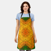 Mosaik Mandala Blume Grün und Gelb Schürze (Getragen)