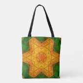 Mosaik Mandala Blume Grün und Gelb Tasche (Rückseite)