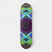 Mosaik Mandala Blume Lila Blau und Grün Skateboard (Vorne)