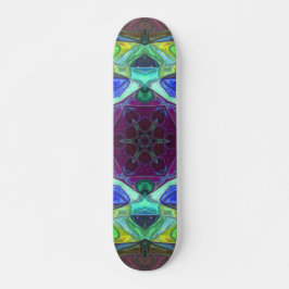 Mosaik Mandala Blume Lila Blau und Grün Skateboard