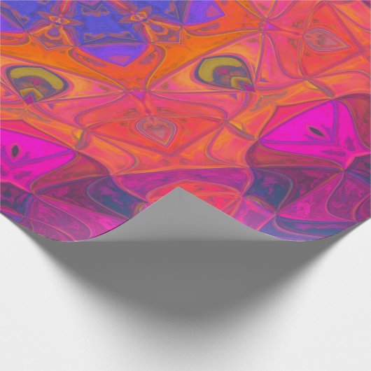 Mosaik Mandala Blume Orange Lila und rosa Geschenkpapier (Ecke)