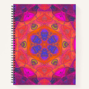 Mosaik Mandala Blume Orange Lila und rosa Notizblock