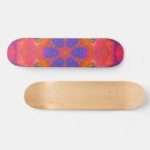 Mosaik Mandala Blume Orange Lila und rosa Skateboard (Horizontal)