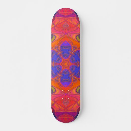 Mosaik Mandala Blume Orange Lila und rosa Skateboard (Vorne)