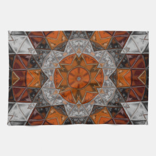 Mosaik Mandala Blume Orange White und Black Geschirrtuch