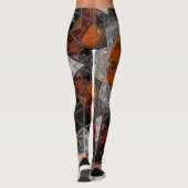 Mosaik Mandala Blume Orange White und Black Leggings (Rückseite)