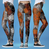 Mosaik Mandala Blume Orange White und Black Leggings