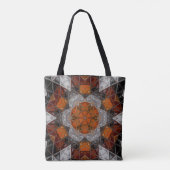 Mosaik Mandala Blume Orange White und Black Tasche (Rückseite)
