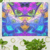 Mosaik Mandala Blume Rosa Blau und Gelb Geschirrtuch (Gefaltet)