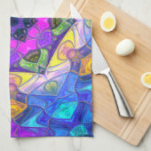 Mosaik Mandala Blume Rosa Blau und Gelb Geschirrtuch (Viertel Falte)