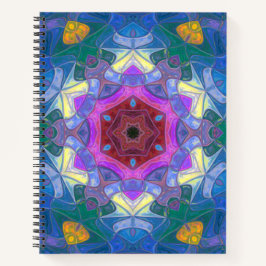 Mosaik Mandala Blume Rosa Blau und Gelb Notizblock