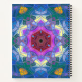 Mosaik Mandala Blume Rosa Blau und Gelb Notizblock (Rückseite)