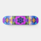 Mosaik Mandala Blume Rosa Blau und Gelb Skateboard (Horizontal)