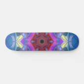 Mosaik Mandala Blume Rosa Blau und Gelb Skateboard (Horizontal)