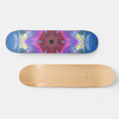 Mosaik Mandala Blume Rosa Blau und Gelb Skateboard (Horizontal)