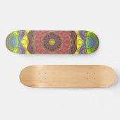 Mosaik Mandala Blume Rosa Gelb und Grün Skateboard (Horizontal)