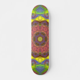 Mosaik Mandala Blume Rosa Gelb und Grün Skateboard