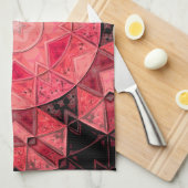 Mosaik Mandala Blume Rosa und Schwarz Geschirrtuch (Viertel Falte)