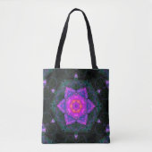 Mosaik Mandala Blume Rosa und Schwarz Tasche (Vorderseite)