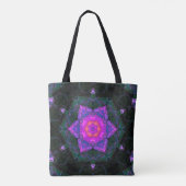 Mosaik Mandala Blume Rosa und Schwarz Tasche (Rückseite)