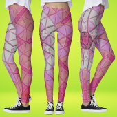 Mosaik Mandala Blume Rosa und Weiß Leggings