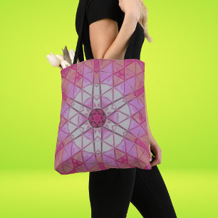 Mosaik Mandala Blume Rosa und Weiß Tasche