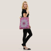 Mosaik Mandala Blume Rosa und Weiß Tasche (Am Model)
