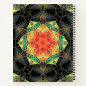 Mosaik Mandala Blume Rot Gelb Grün und Schwarz Notizblock (Rückseite)