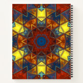 Mosaik Mandala Blume Rot Gelb und Blau Notizblock (Rückseite)